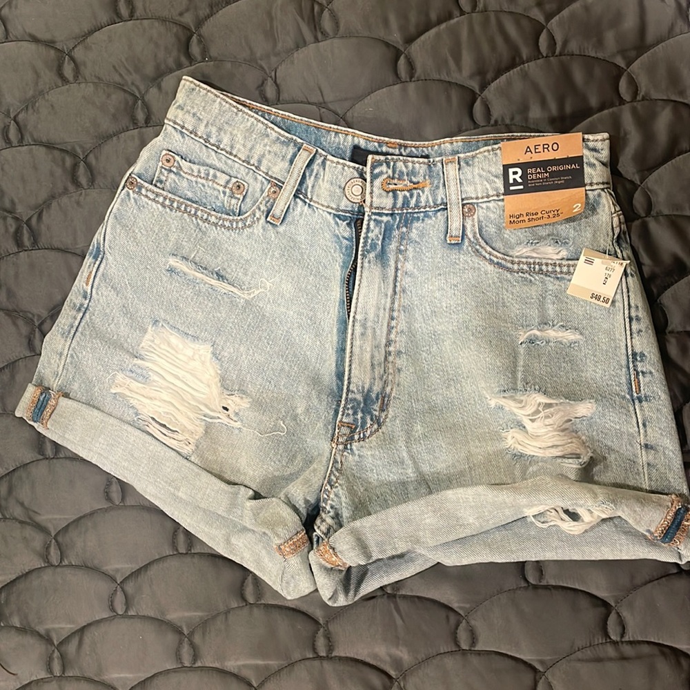 Aero Real Original Denim high rise curvy mom short